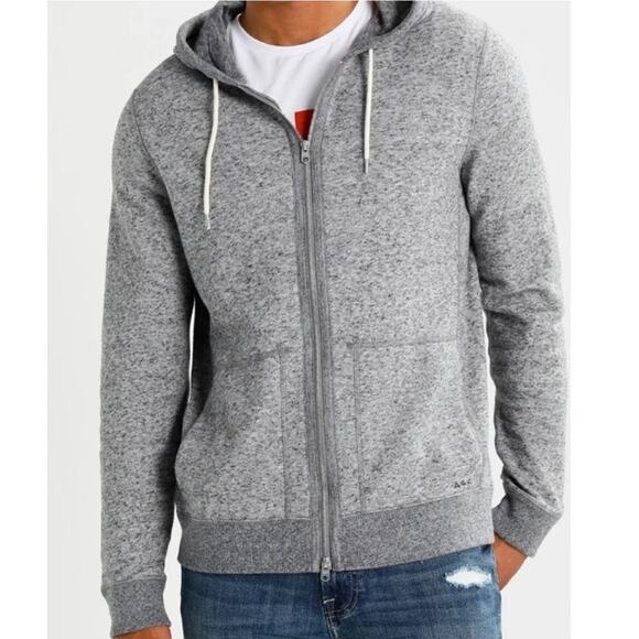 Abercrombie & Fitch Zip Front Hoodie Sweatshirt Marled Grey Size Medium EUC Gray - Picture 2 of 14